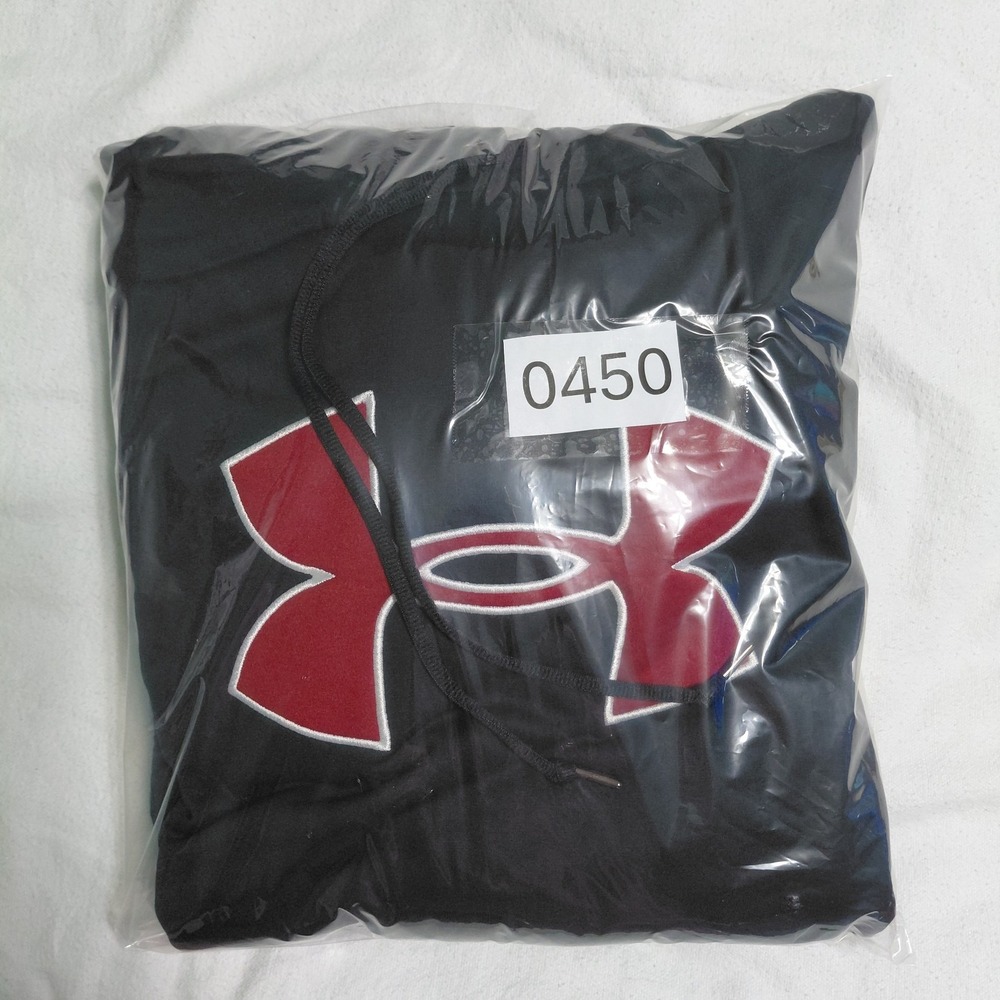 Under Armour Hoodie Mens Black Red Loose Logo Long Sleeve Fleece Sweatshirt XL - Picture 12 of 12